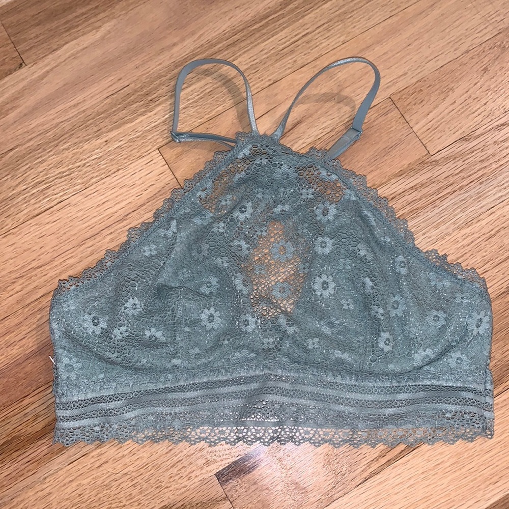 High neck lace bralette